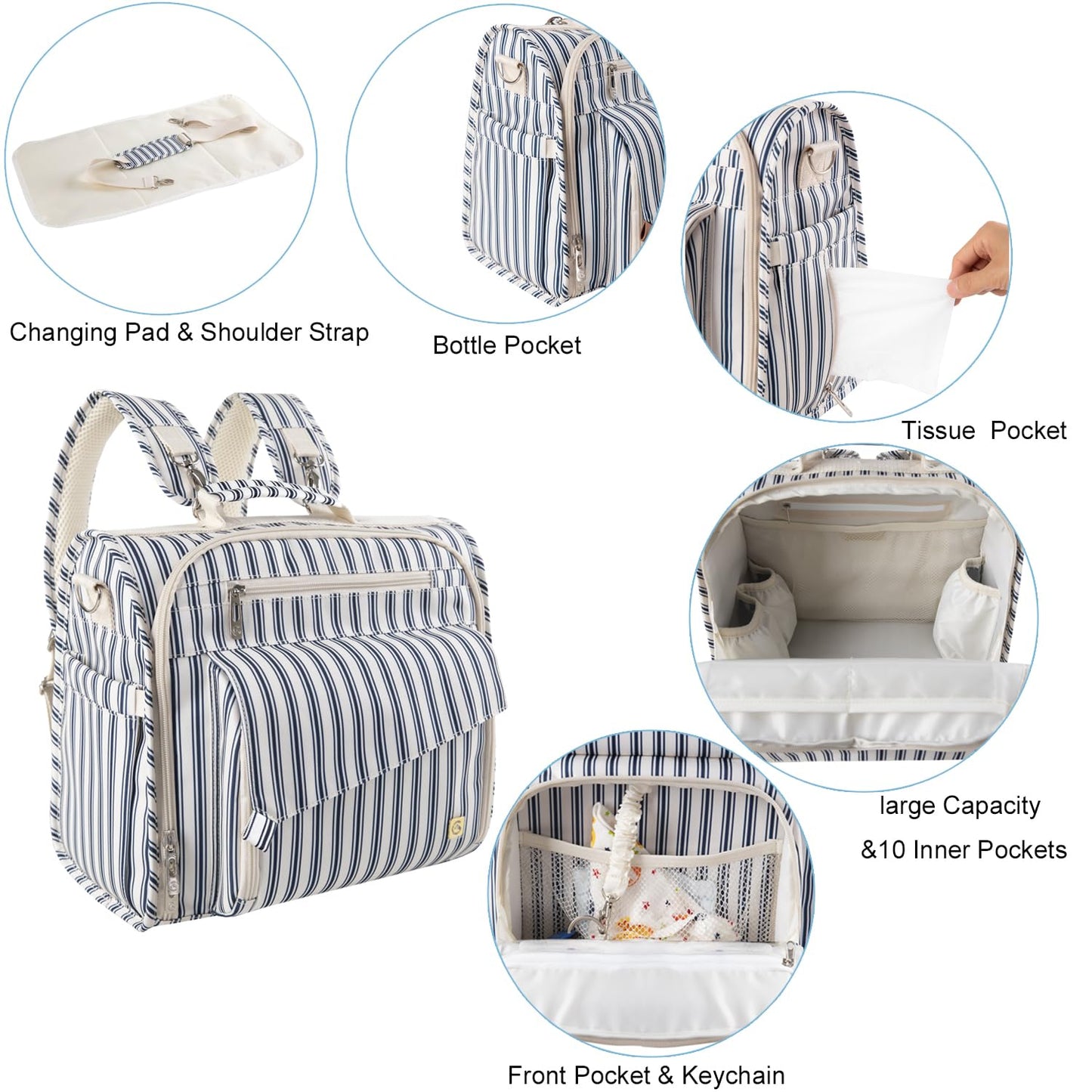 Allcamp Diaper Bag Backpack Multi-Function Waterproof Travel Backpack Nappy Bags For Baby Care, Large Capacity,Support Baby Stro