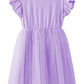 Lyxiof Girls Tutu Dress Casual Tulle Summer Solid Color Ruffle Sleeve Dress Purple 110Cm
