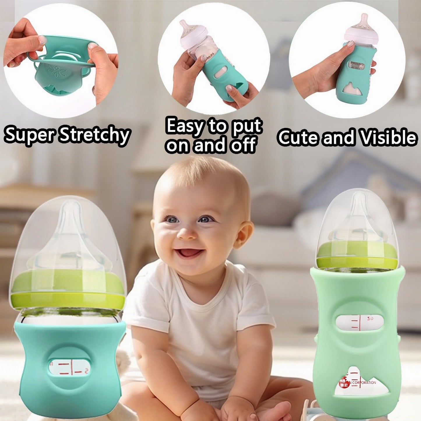 4 Pack Silicone Sleeves For Avent Natural Glass Baby Bottles, Anti Breakage Glass Bottle Holder, Compatible With Philips Avent G