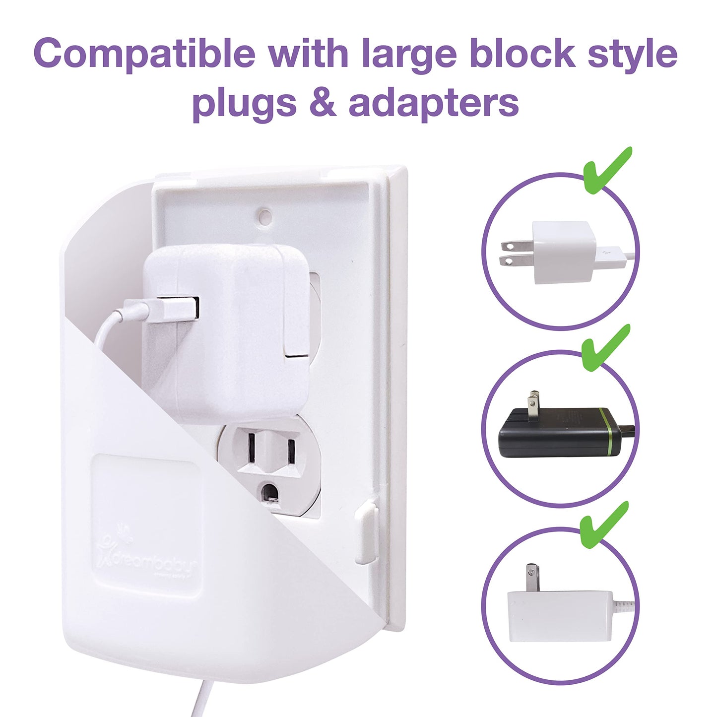 Dreambaby Extra-Large Dual Fit Outlet Plug Cover - Electrical Socket Guard For Standard And Decora - White - Model L945