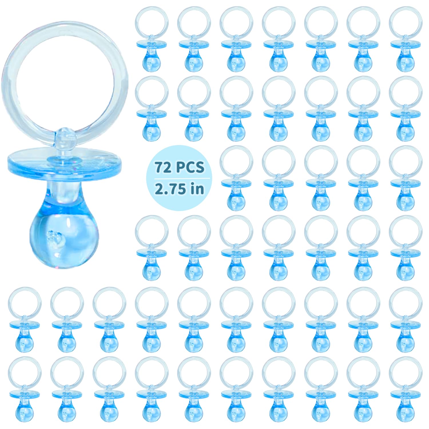 72 Pcs Baby Shower Pacifiers, 2.75 Plastic Pacifiers For Baby Shower Game, Baby Shower Decoration Diy, Gender Reveal Party Table