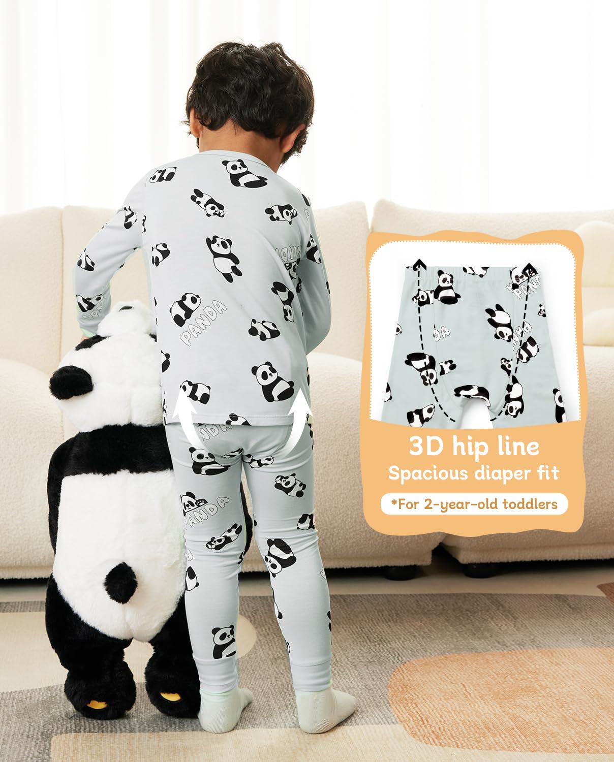 Babee Reshinee Bamboo Viscose Toddler Animal Pajamas Boys Girls Kids Baby 2Pcs Long-Sleeve Pyjamas Set 4-5T Snug Fit Sleepwear P