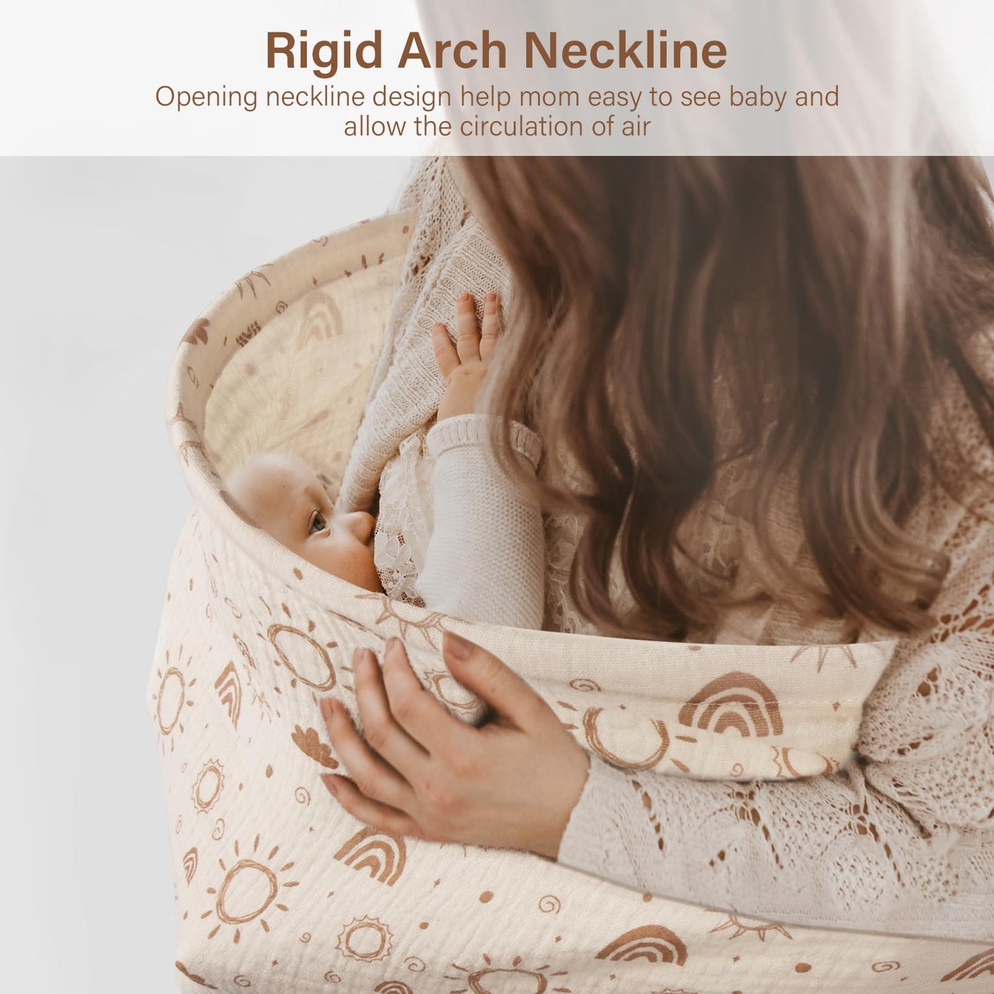 Mexxi Muslin Nursing Covers For Breastfeeding, Breastfeeding Cover With Arch Neckline,100% Cotton Breathable And Lightweight Pri