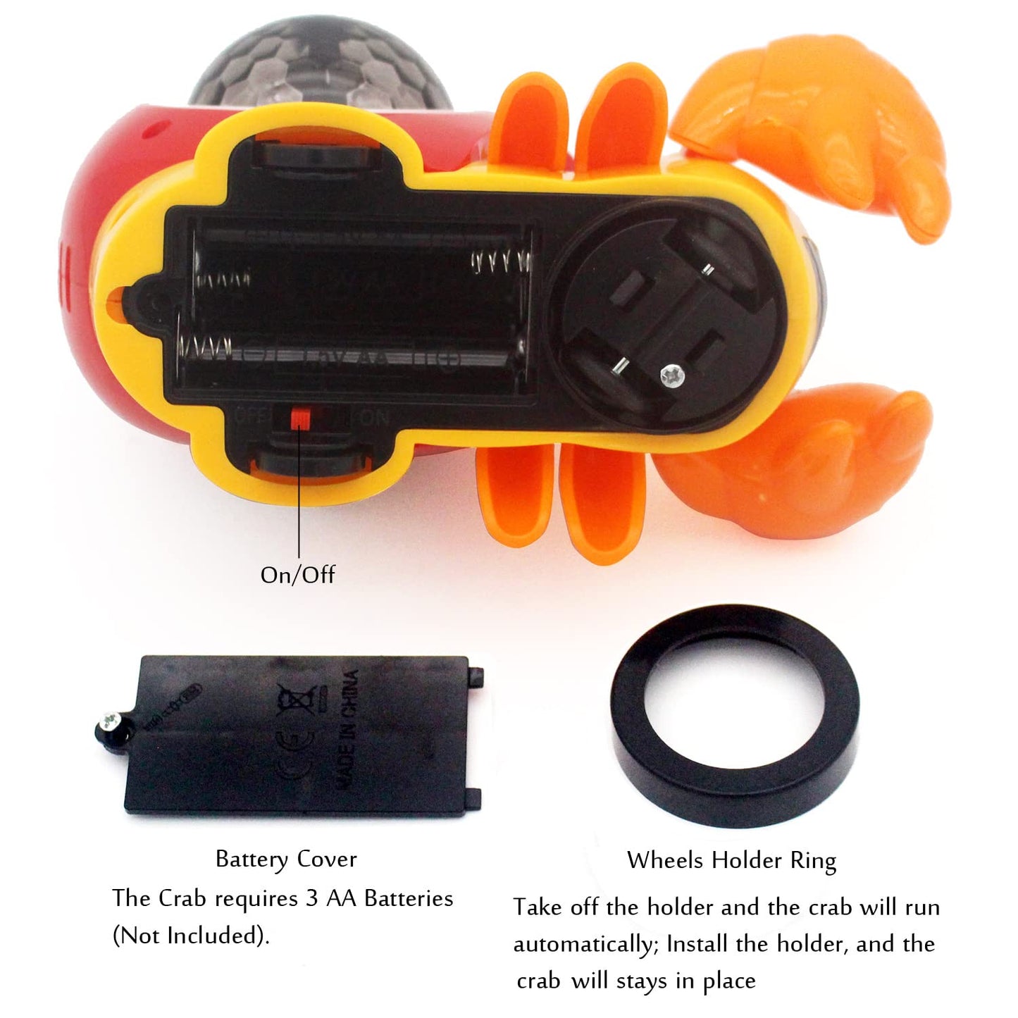 Tipmant Baby Toddler Electric Crab Cute Electronic Animal Vehicle Car Toy Crawl, Play Music, Luminous Light Kids Birthday (Orang