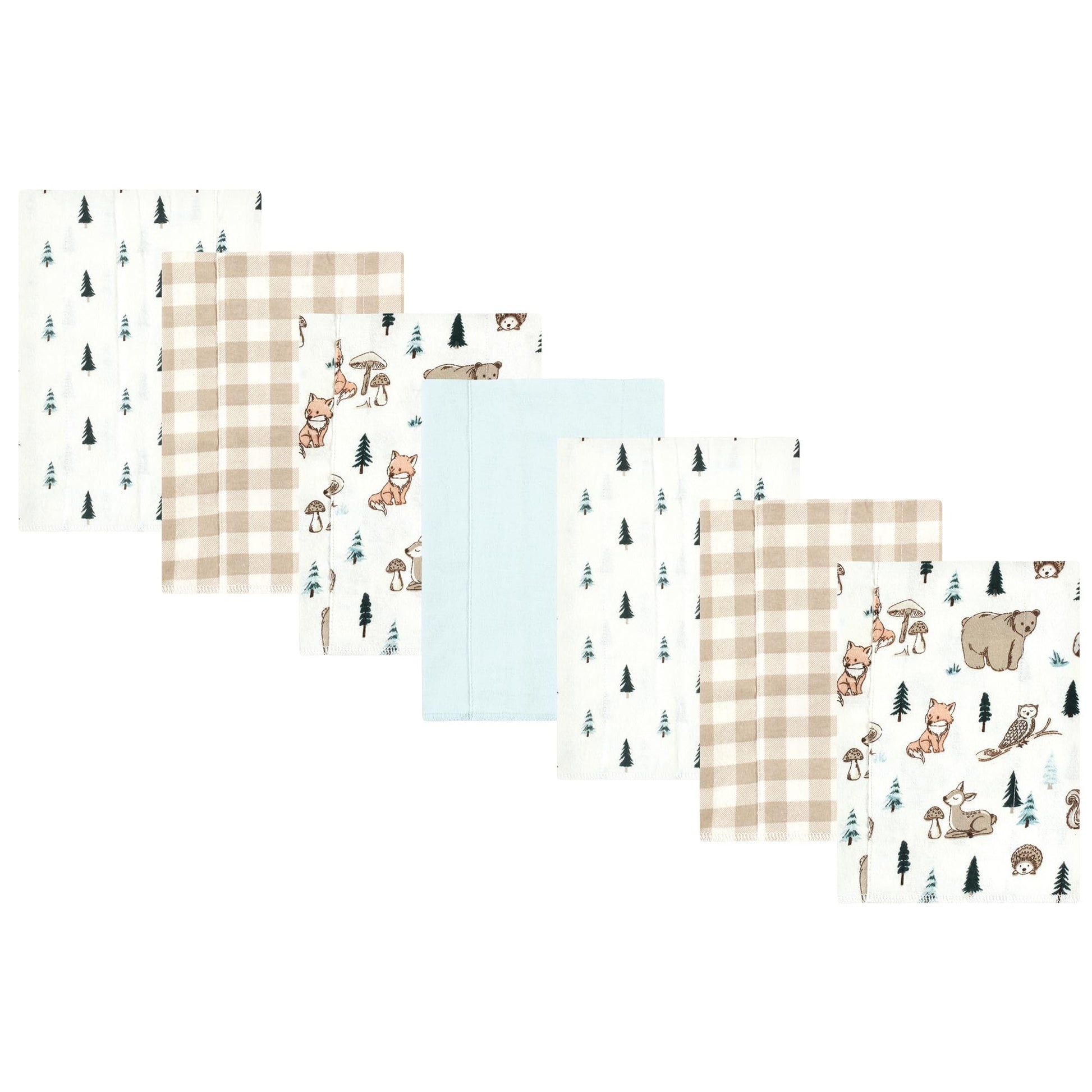 Hudson Baby Unisex Baby Cotton Flannel Burp Cloths, Boy Woodland Pals 7-Pack, One Size