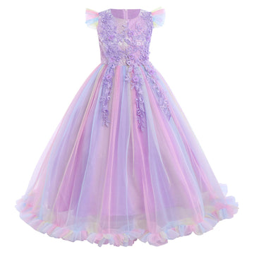 Ibtom Castle Girls Pageant Dress Princess Tulle Dress Birthday Party Father 'S Daughter Dance Dress Mother 'S Day Carnival Long