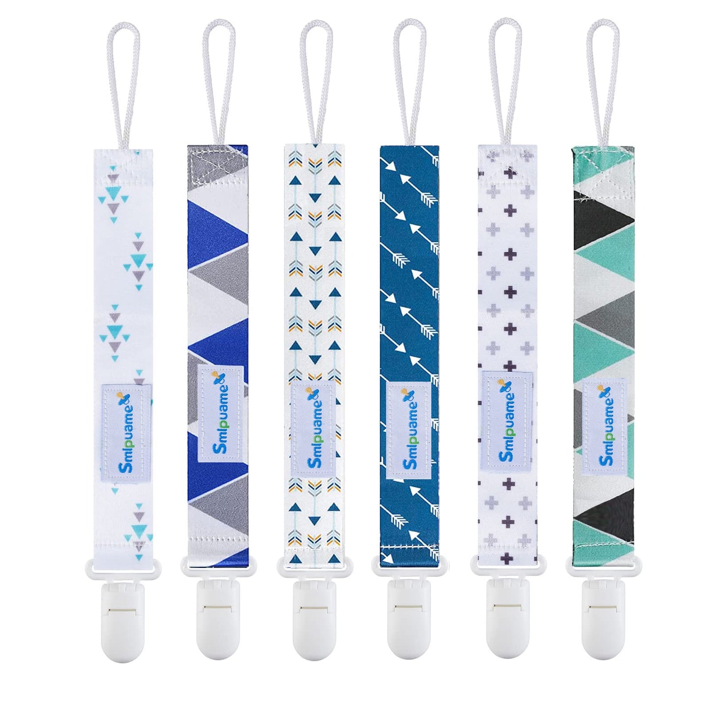 Smlpuame Pacifier Clips For Boys,6 Pack Stylish Binky Clips Strap,Paci Holder With Clip Lightweight Universal Fits Most Pacifier