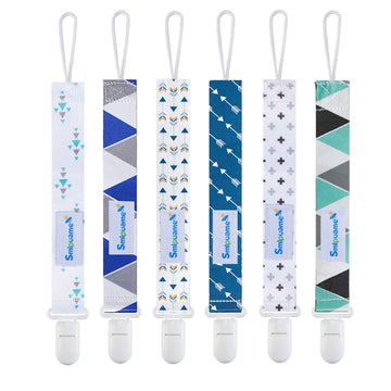Smlpuame Pacifier Clips For Boys,6 Pack Stylish Binky Clips Strap,Paci Holder With Clip Lightweight Universal Fits Most Pacifier