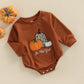 Baby Halloween Outfit Boy Girl Oversized Pumpkin Sweatshirt Romper Crewneck Pullover Sweater Onesie Fall Clothes (Pumpkin Brown,