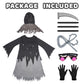 Grim Reaper Halloween Costume With Glowing Red Eyes For Kids, Scythe Included(Gray,Large)