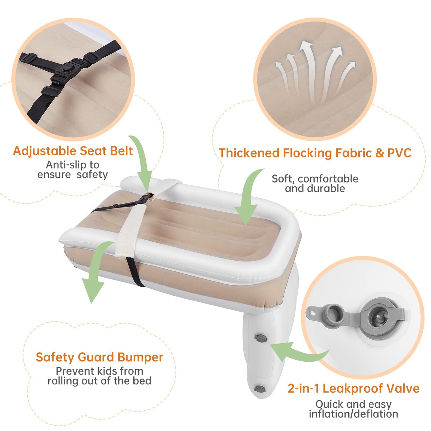 Pahtto Inflatable Airplane Bed For Kids, Portable Toddlers Airplane Blow Up Bed For Travel, Baby Airplane Mattress With Hand Pum