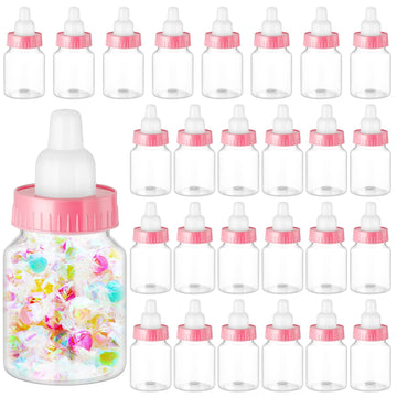Tessco 72 Pcs 3.5 Inch Baby Bottle Shower Favor Mini Plastic Candy Bottle Clear Plastic Baby Bottles For Baby Shower Mini Baby B