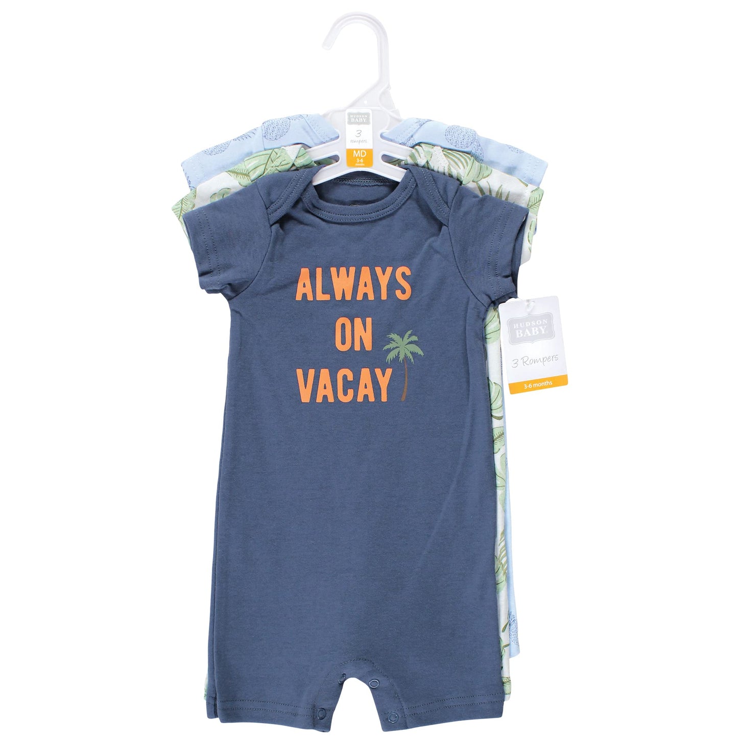 Hudson Baby Girls Unisex Cotton Rompers, Vacay, 6-9 Months, Vacay, 6-9 Months Us