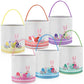 Honeydak 6 PCS Easter Eggs Hunt Basket for Kids Bunny Canvas Rabbit Tote Carry Bucket Bags(Color 7,Bunny Eggs)