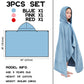 Hiturbo 3Pcs Kids Fleece Hooded Towel: Soft Plush Warm Blanket - 50'X30' Pool Beach Bath Swim Towel Wrap For 3-12 Yrs (Blue+Pi