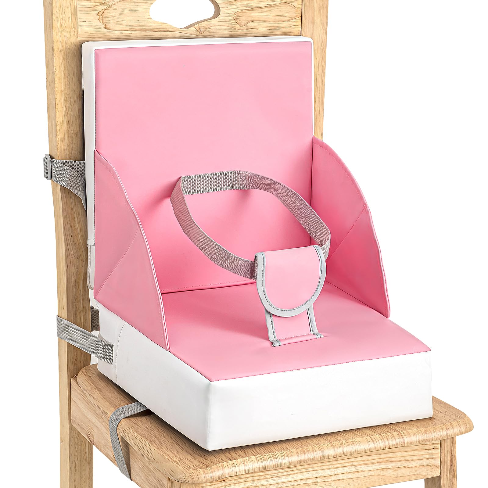 Toddler Booster Seat For Dining Table, Portable Kids Seat With Safety Buckles, High Cushion For Travel With Non-Slip Bottom, One