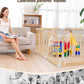 Kidirect Wooden Baby Playpen Foldable, Pre-Assemble Baby Gate Play Pen, Large Adjustable Playpen For Babies And Toddlers, Extra