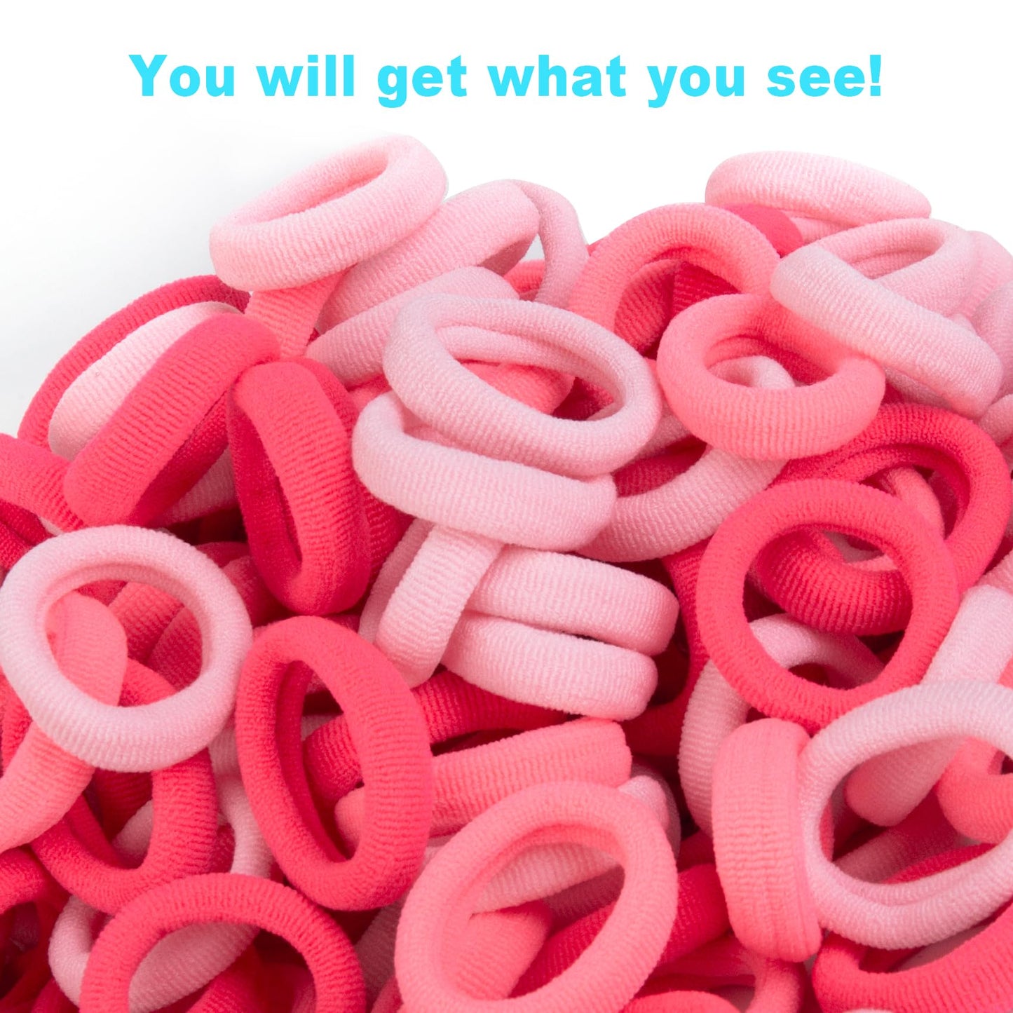 Baoli 200Pcs Pink Toddler Hair Ties For Baby Girls, Seamless Kids Ponytail Holders, Small Cotton Girls Baby Hair Ties Bands No D