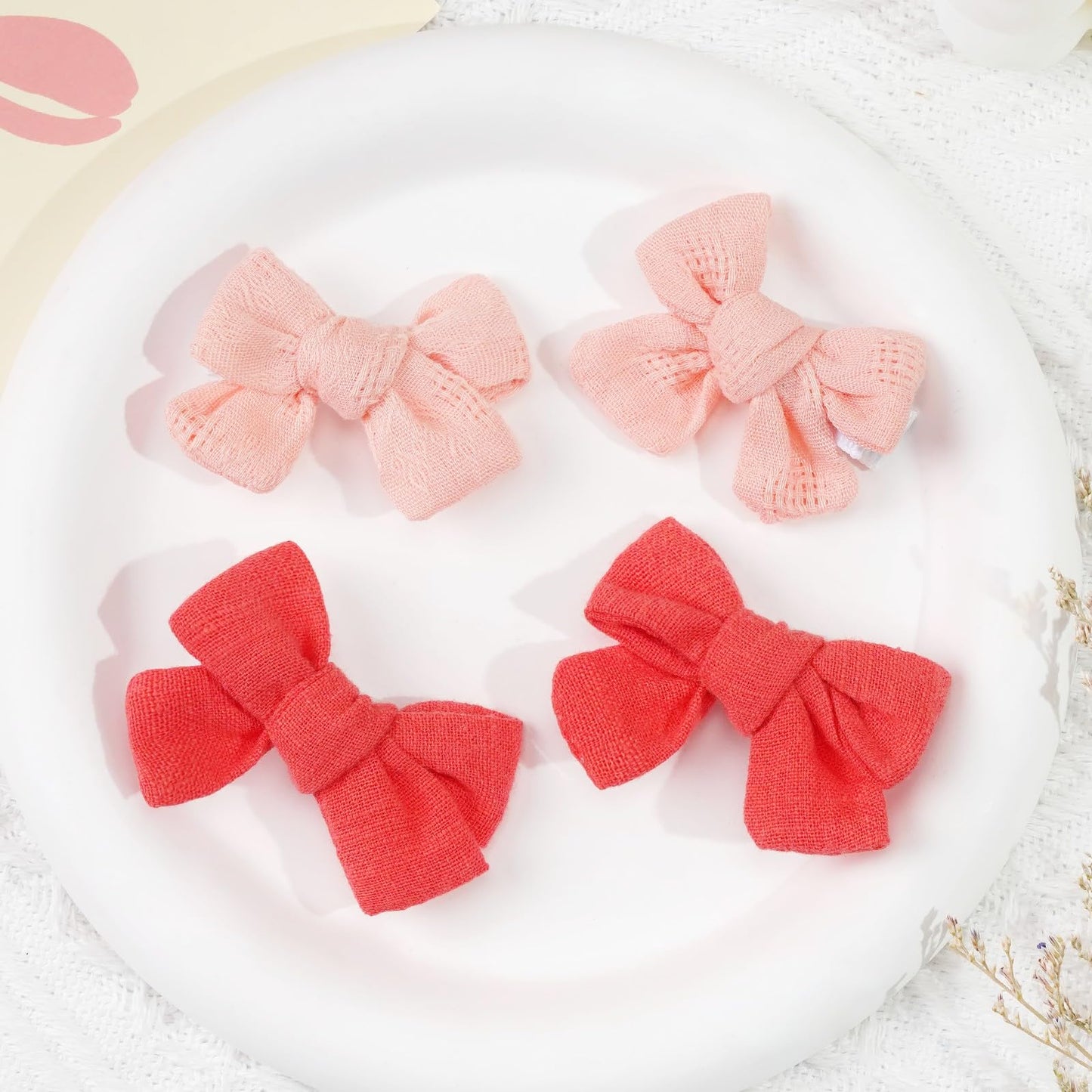 Baby Bows For Girls,Fully Lined 2 Inches Pinky Hair Bows Ponytail Pigtail Bows With Alligator Clips Hair Accessories For Toddler