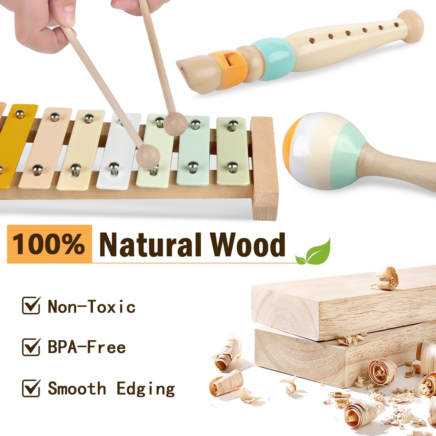 Baby Toys 6-12 Months Montessori Toys for Babies 6-12-18 Months,Wooden Stacking Building Blocks,Infant Teething Toys Sensory Bal