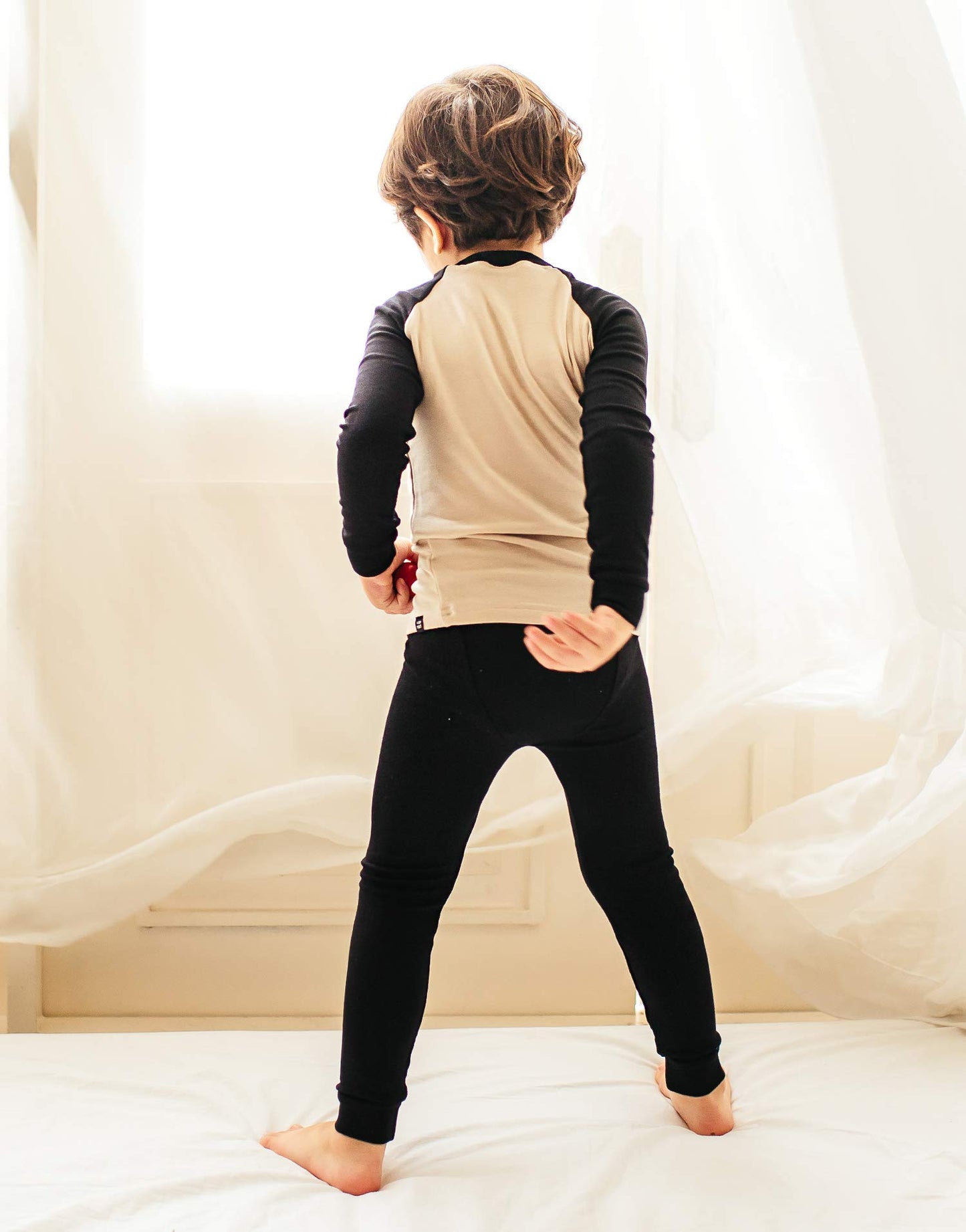 Vaenait Kids Toddler Long Sleeve Modal Sleepwear Pjs 2Pcs Set Modalraglan Black&Beige Xs