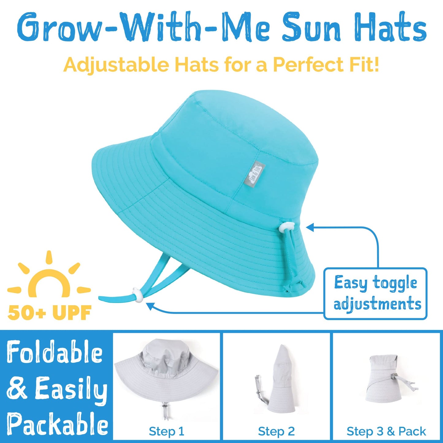 Jan & Jul Summer Kids Bucket Hat With Strings, Foldable, Aqua-Dry (Xl: 5-12 Years, Navy)