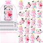 Jenaai 24 Sets Cute Rubber Cow Gifts Set Include Squeak Floating Cows Moo Moo Cards Organza Bags Rubber Animals Figures Bathtub 