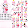 Jenaai 24 Sets Cute Rubber Cow Gifts Set Include Squeak Floating Cows Moo Moo Cards Organza Bags Rubber Animals Figures Bathtub 