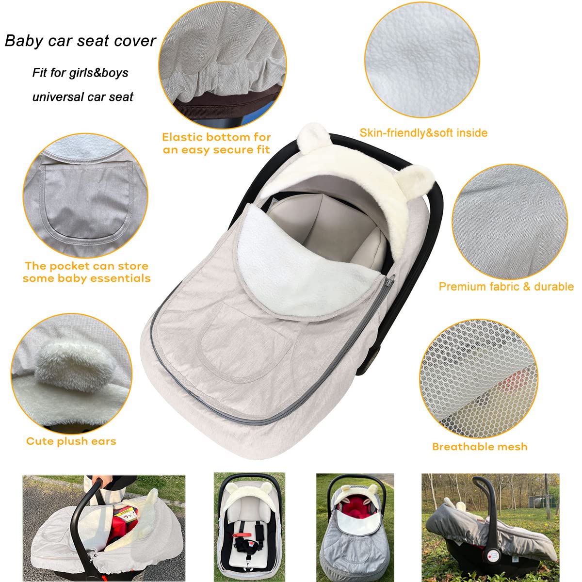 Car Seat Cover Baby Carseat Covers,Car Seat Covers For Babies Winter,Universal Infant Car Seat Canopy Shield For Cold Weather, W