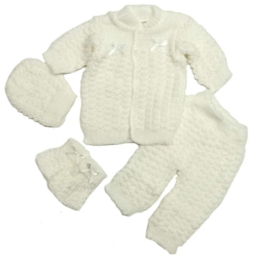 Abelito Baby'S Four Piece Crochet Outfit Set One Size White