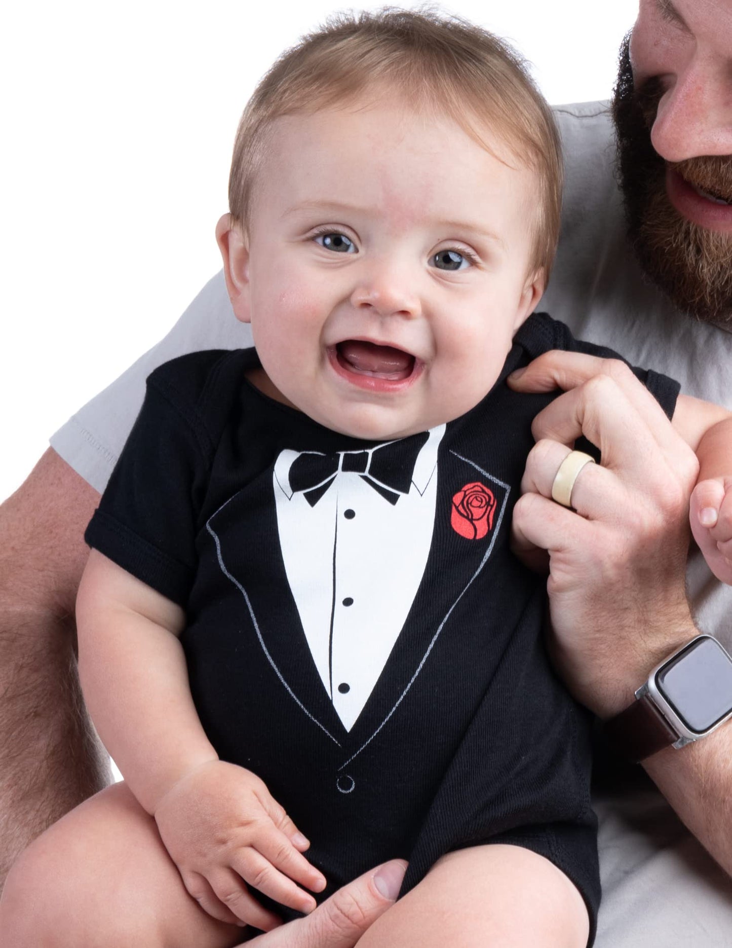 Ann Arbor T-Shirt Co. Unisex Baby Tuxedo Funny Infant Humor One Piece -6 Month Black