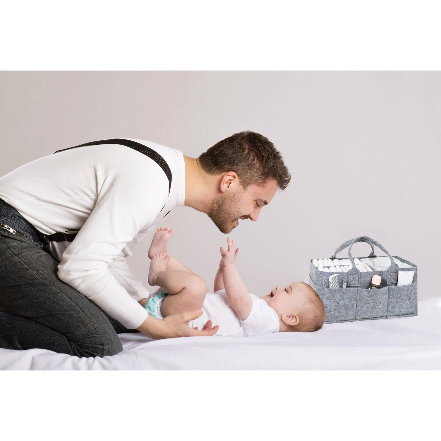 Sammy & Lou Diaper Caddy Organizer - Collapsible Tote Bag With Handles - Organizer For Diapers, Wipes & Baby Changing Supplies -