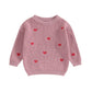 Baby Girl Valentines Day Outfit Love Heart Sweet Long Sleeve Sweater Tshirt Crewneck Tops Fall Winter Clothes (A-Red, 6-9 Months