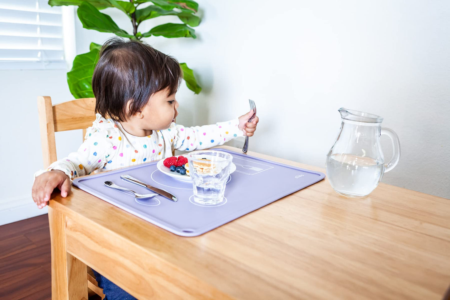 Chamos Montessori Placemat For Toddlers - Kids Silicone Mats For Dining Table - Set Of 2 - Table Setting Learning (Lavender And