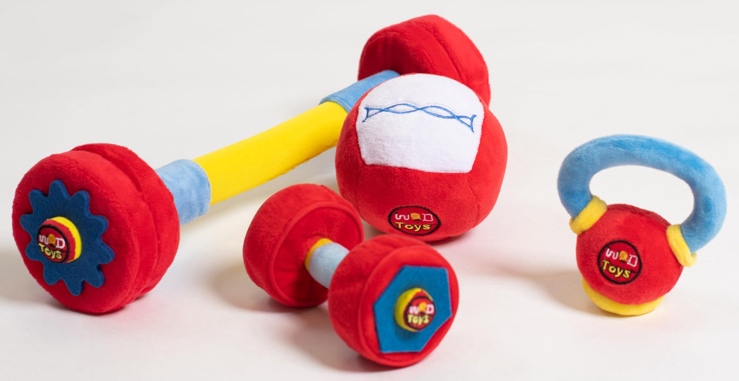 WOD Toys Baby Fitness Plush Set with Rattles & Sensory Sounds - Safe, Durable Fitness Toys for Newborns, Infants and Babies 0+