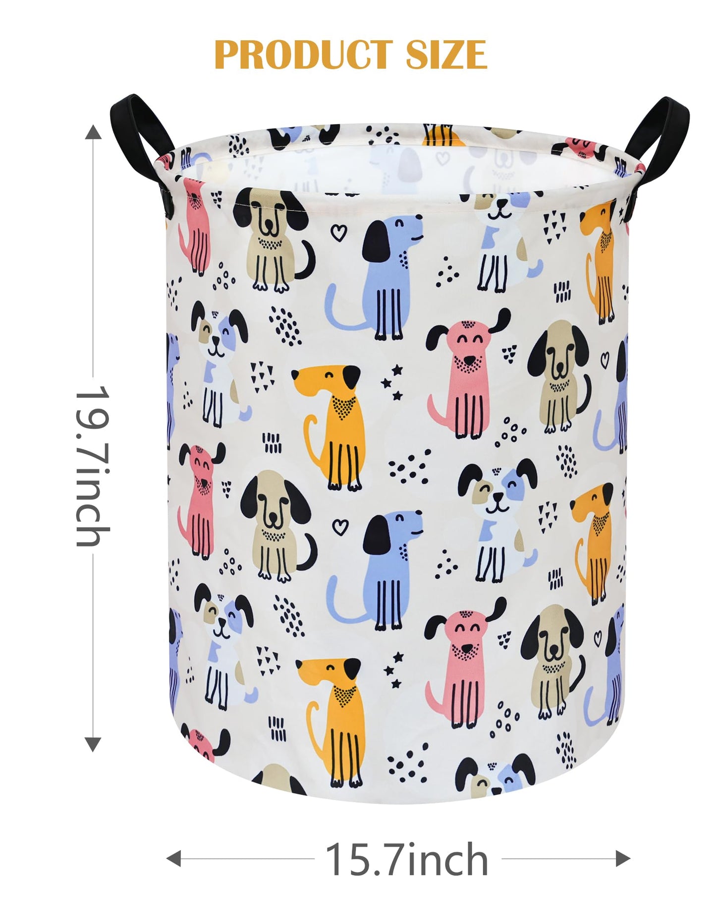Duyiy Round Dog Pattern Laundry Hamper Laundry Basket Storage Basket Organizer Hamper Storage Bins For Clothes Toys Box Nursery