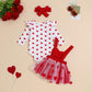Christmas Baby Girl Outfit Newborn Cute Elk Fly Sleeve Romper Overall Dress Infant Girls Fall Winter Skirt Set (Tulle Valentines