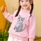 Girls Cat Sweatshirt Long Sleeve Crewneck Cotton Kitten Pullover Tops Animal Shirts Toddler Winter Clothes Kids Pink Sweater 6T