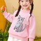 Girls Cat Sweatshirt Long Sleeve Crewneck Cotton Kitten Pullover Tops Animal Shirts Toddler Winter Clothes Kids Pink Sweater 8T