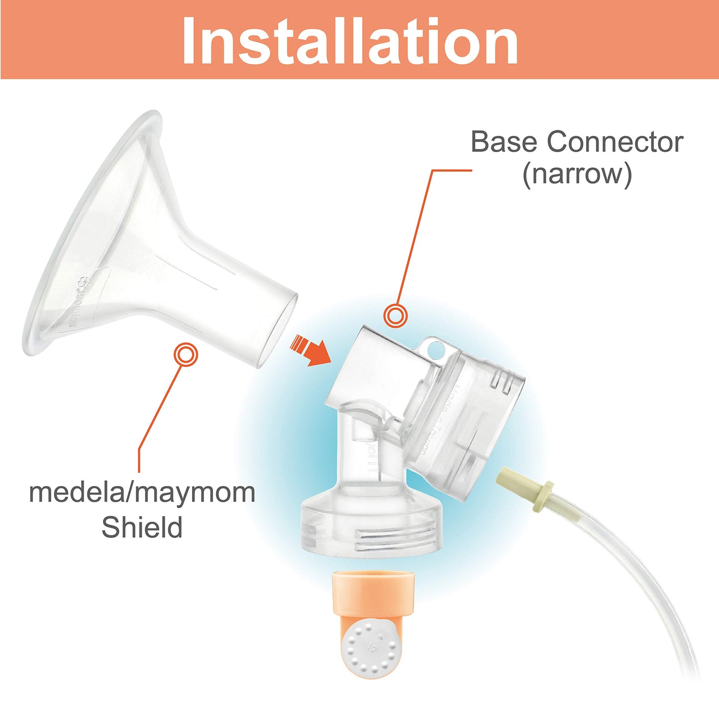 Maymom Myfit Narrow Neck Base Connectors; Compatible With Medela Personalfit Connector; Use W/Maymom Two-Piece Shield System, Co
