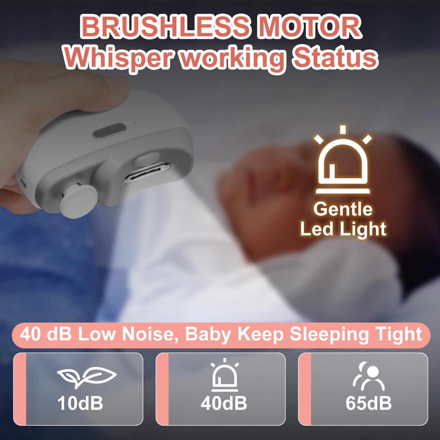 Electric Nail Clipper & Baby Nail Trimmer Polisher 3 In 1 (Not For Toenail) With Nail Scraps Storage, Led Light, 2 Speeds, Recha