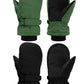 SATINIOR 2 Pairs Kids Snow Mittens Waterproof Winter Ski Gloves Warm Thicken Snow Gloves for Girls Boys (Black, Army Green, 5-8 