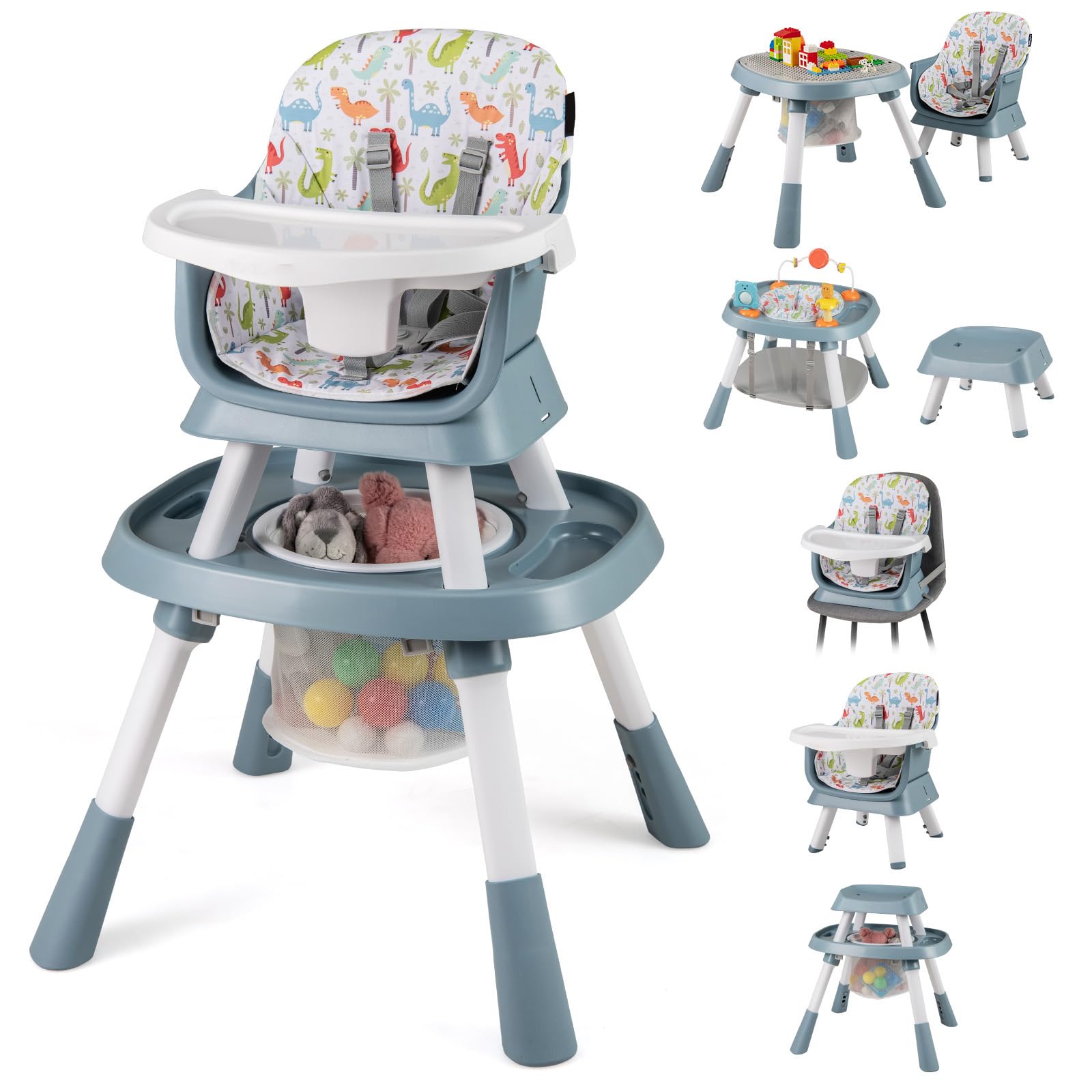 HONEY JOY 16-in-1 Baby High Chair, Convertible Highchair for Babies and Toddlers/Booster Seat/Activity Center with Toys, Buildin