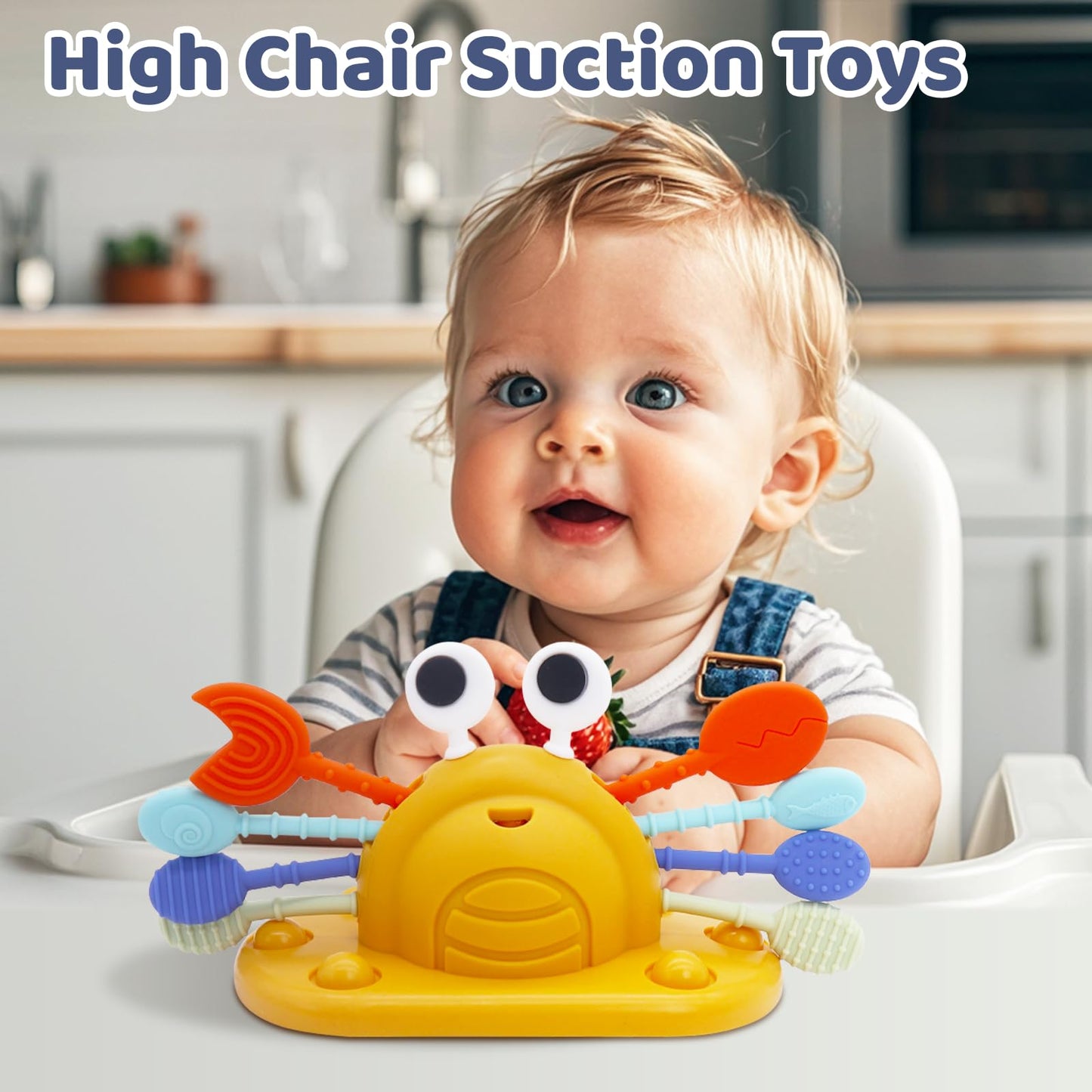 Baby Suction Toys High Chair Teething Toys - Baby Teething Chew Table Toys Silicone Teethers, Food Grade Silicon for 6 12 18 Mon