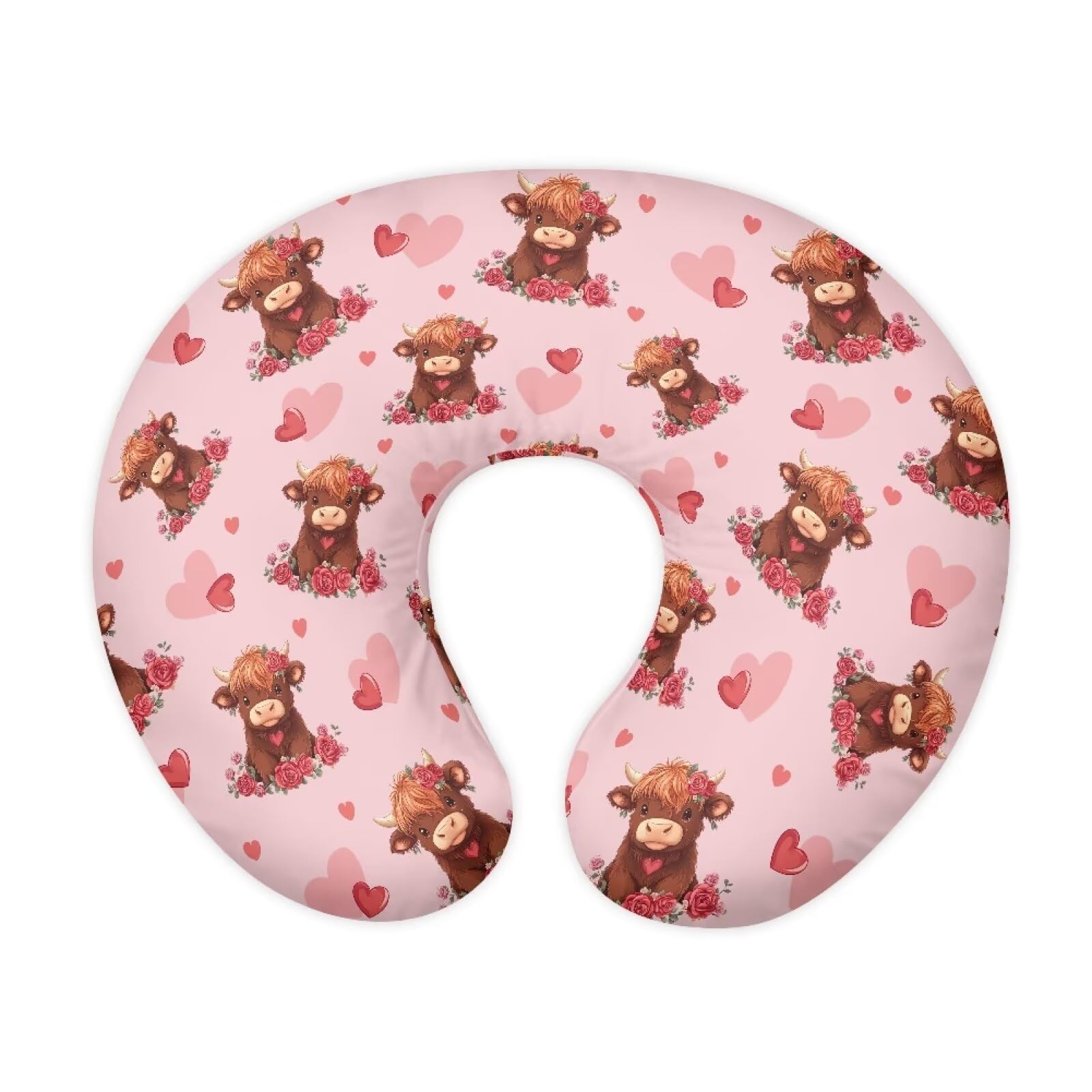 Tongluoye Highland Cow Nursing Pillow Cover For Baby Girls Boys Nursing Pillowcase Stretchy Breastfeeding Pillow Slipcovers For