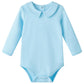 Pureborn Baby Boys Bodysuit Long Sleeve Cotton Peter Pan Collar Romper Spring Fall One-Piece Outfit Blue 3-6 Months