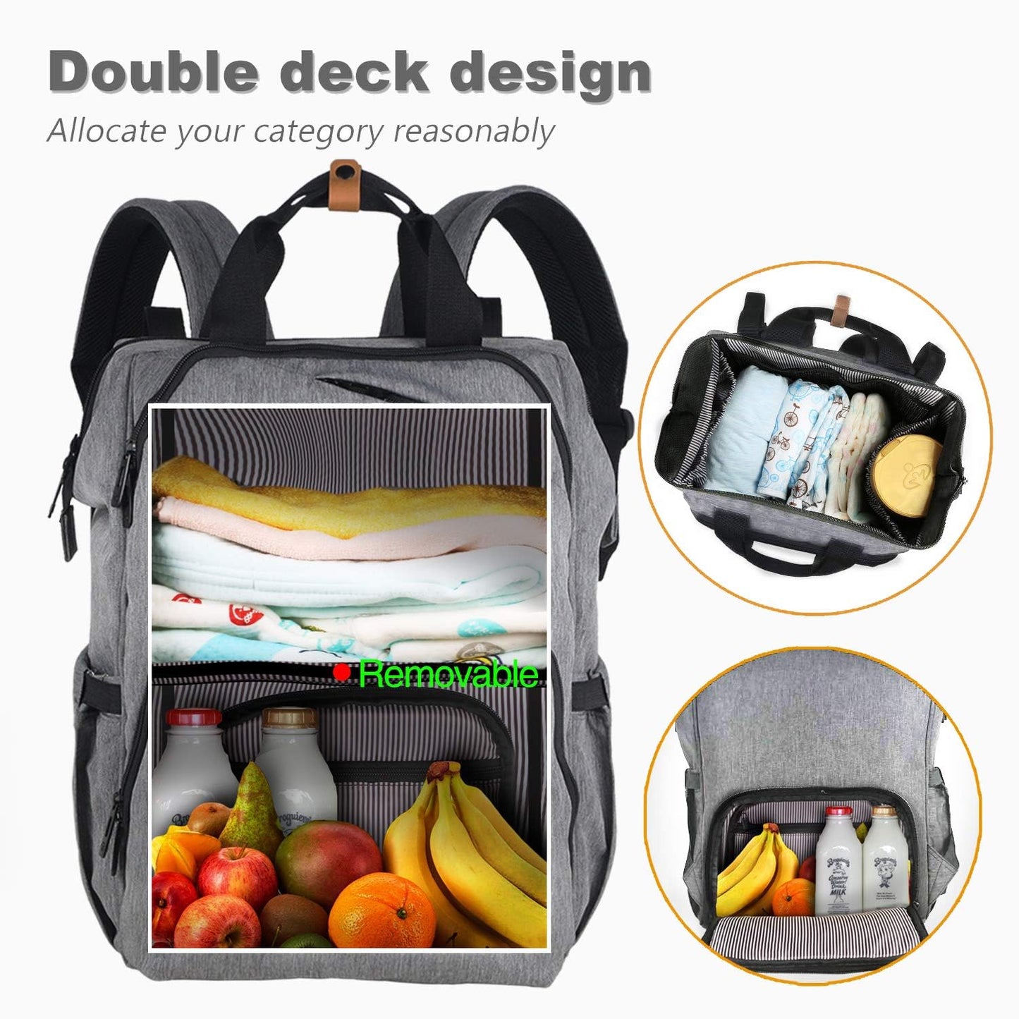 Hap Tim Diaper Bag Backpack,Large Capacity Travel Back Pack Maternity Baby Nappy Changing Bags, Double Compartments With Strolle