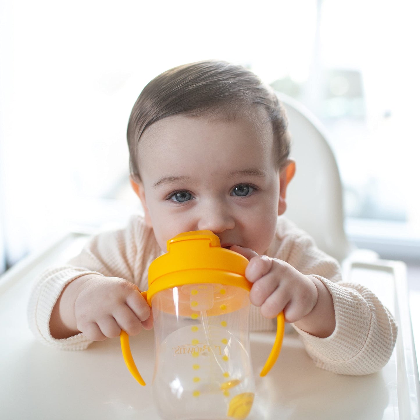 Dr. Brown'S Milestones, Baby'S First Straw Cup Sippy Cup With Straw, 6M+, 9Oz/270Ml, 2 Pack, Dark Blue & Vintage Yellow, Bpa Fre