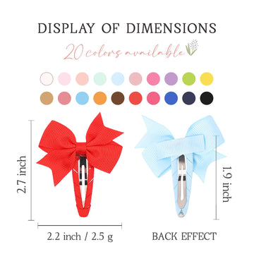 40Pcs Snap Baby Hair Bows Clips For Girls Grosgrain Ribbon Fully Wapped 2 Inch Infant Hair Barrettes Accessories For Baby Girls