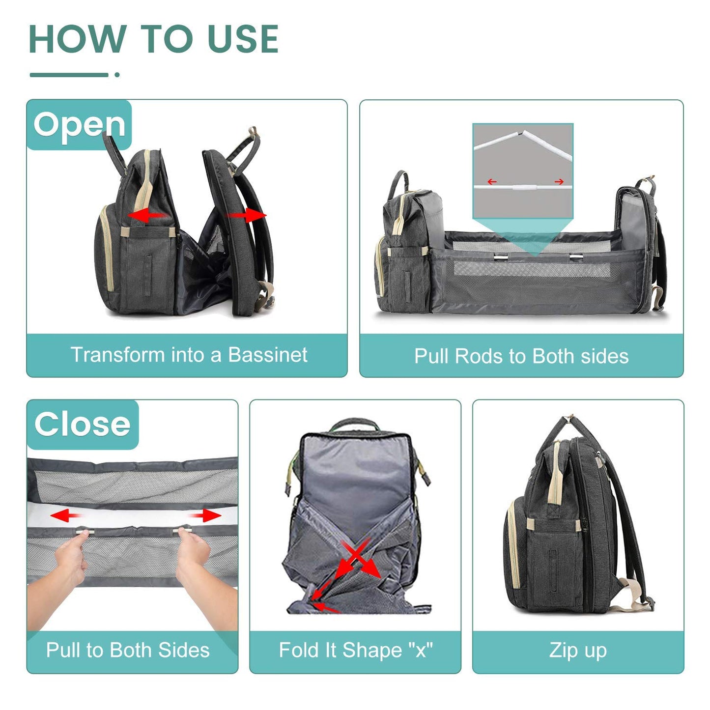 Hotbest Diaper Bag Backpack, Large Baby Bag, Nappy Changing Bags With Changing Pad, Multifunction Waterproof Travel Essentials B